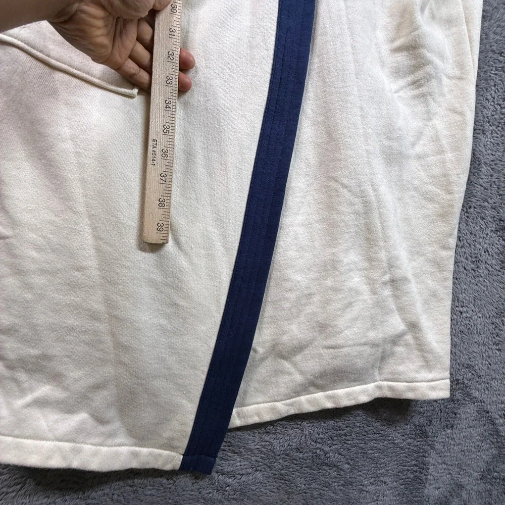 Champion Fleece Robe Mens Large Ivory Excellent Vintage 90s USA Navy Trim